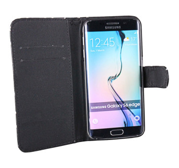 Book-style Tasche Strass Kartenfach für Samsung Galaxy S6 Edge schwarz