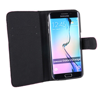 Book-style Tasche Strass Kartenfach für Samsung Galaxy S6 Edge pink