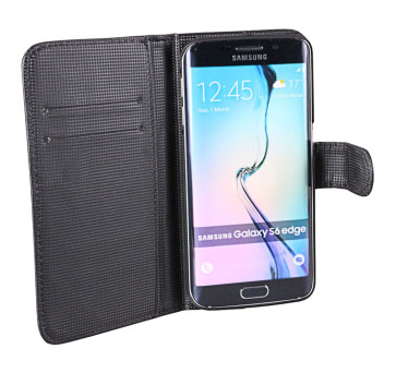 Book-style Tasche Kartenfach für Samsung Galaxy S6 Edge schwarz