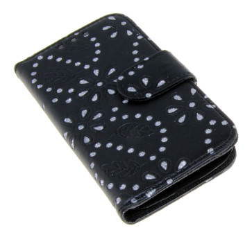 Book-style Tasche Strass Kartenfach für Samsung Galaxy S4 mini schwarz