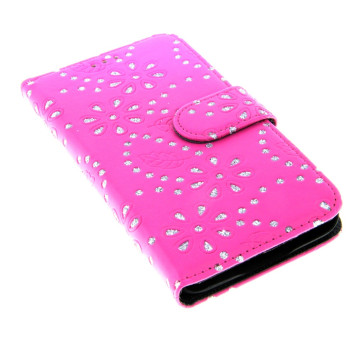 Book-style Tasche Strass Kartenfach für Samsung Galaxy S5 / Neo pink
