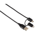 2in1-Micro-USB-Kabel mit Lightning Adapter vergoldet geschirmt 1,2m