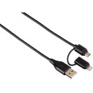2in1-Micro-USB-Kabel mit Lightning Adapter vergoldet geschirmt 1,2m