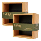 Pure Style 2x Bambus Aufbewahrungsboxen 15x15x7cm