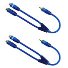 2x Y-Cinch Kabel Blau 0,3m Stecker auf 2 Buchse