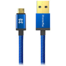 USB-A auf Micro-USB Kabel Alu-Stecker Blau 1,2m