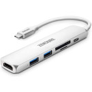 6in1 Slim USB-C Charging Hub Silber