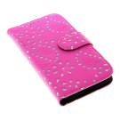 Book-style Tasche Strass Kartenfach für Samsung Galaxy S4 pink