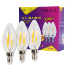 3x LED Filament Kerzen-Glühbirnen 4W / 40W