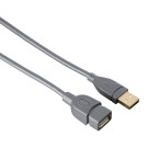 USB 2.0 Verlängerungskabel 5m vergoldet Grau