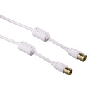 Antennen-Kabel 3m Ultradünn 90dB Filter vergoldet Weiß