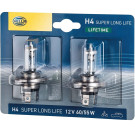 Lifetime H4 Super Long Life Halogen-Lampe 12V 60/55W 2er Pack